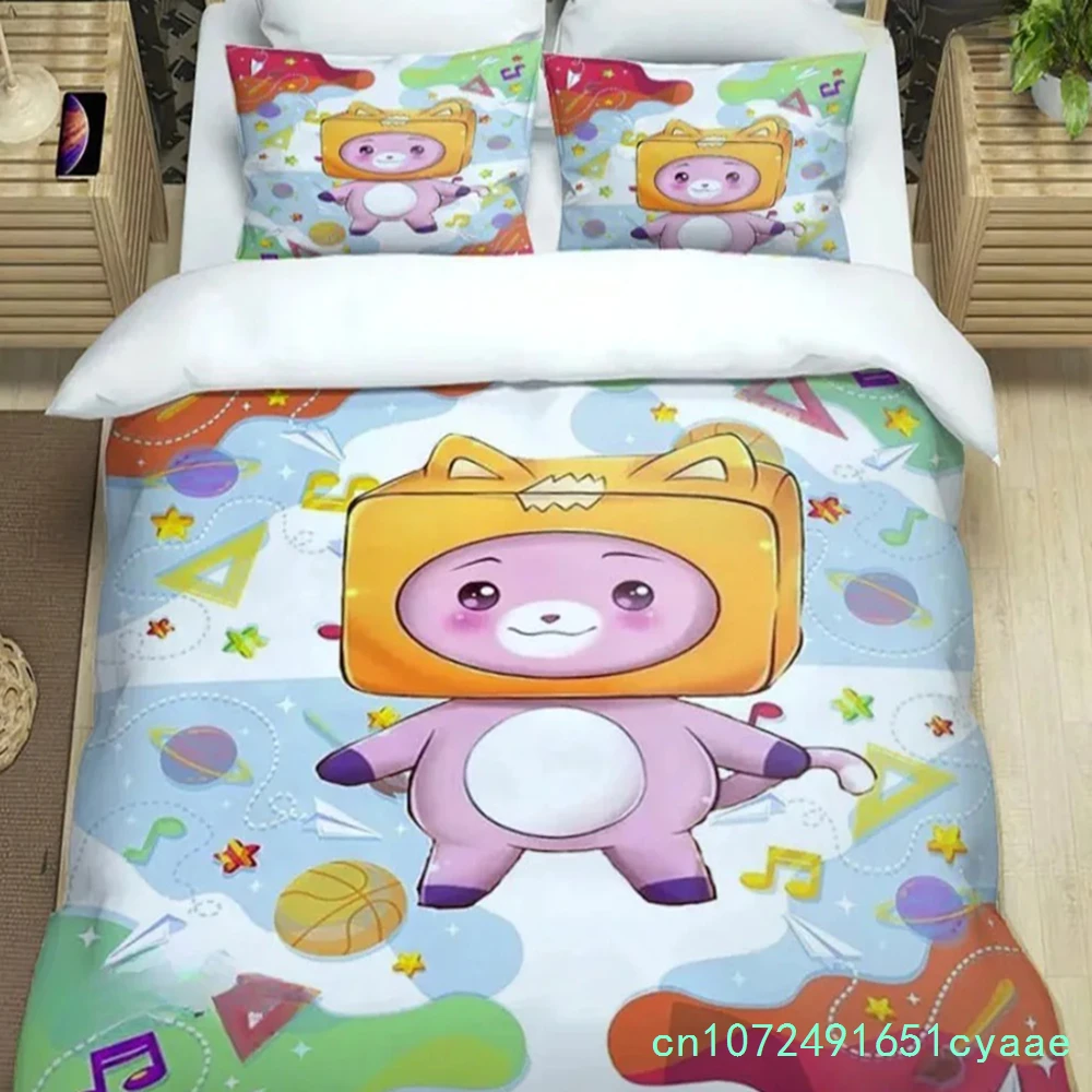3D Printed Cartoon L-Lankybox Bedding Sets Foxy Boxy Quilt Cover And Pillowcases Cute Duvet Cover For Children Boys Girls