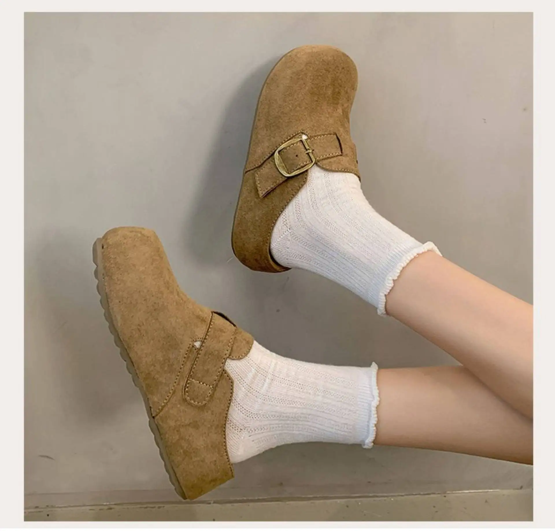 2026 Kork-Wildleder-Pantoffeln für Damen, Modische Clogs, Klassische Kork-Antirutsch-Outdoor-Pantoffeln mit Fußgewölbestütze – Detail 19