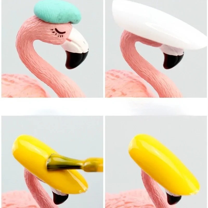 1Pcs Flamingo False เล็บปลอมฝึกการฝึกอบรมชั้นวางแสดงชั้นวางเล็บ Peralatan Seni Kuku แฟชั่น Photo Props