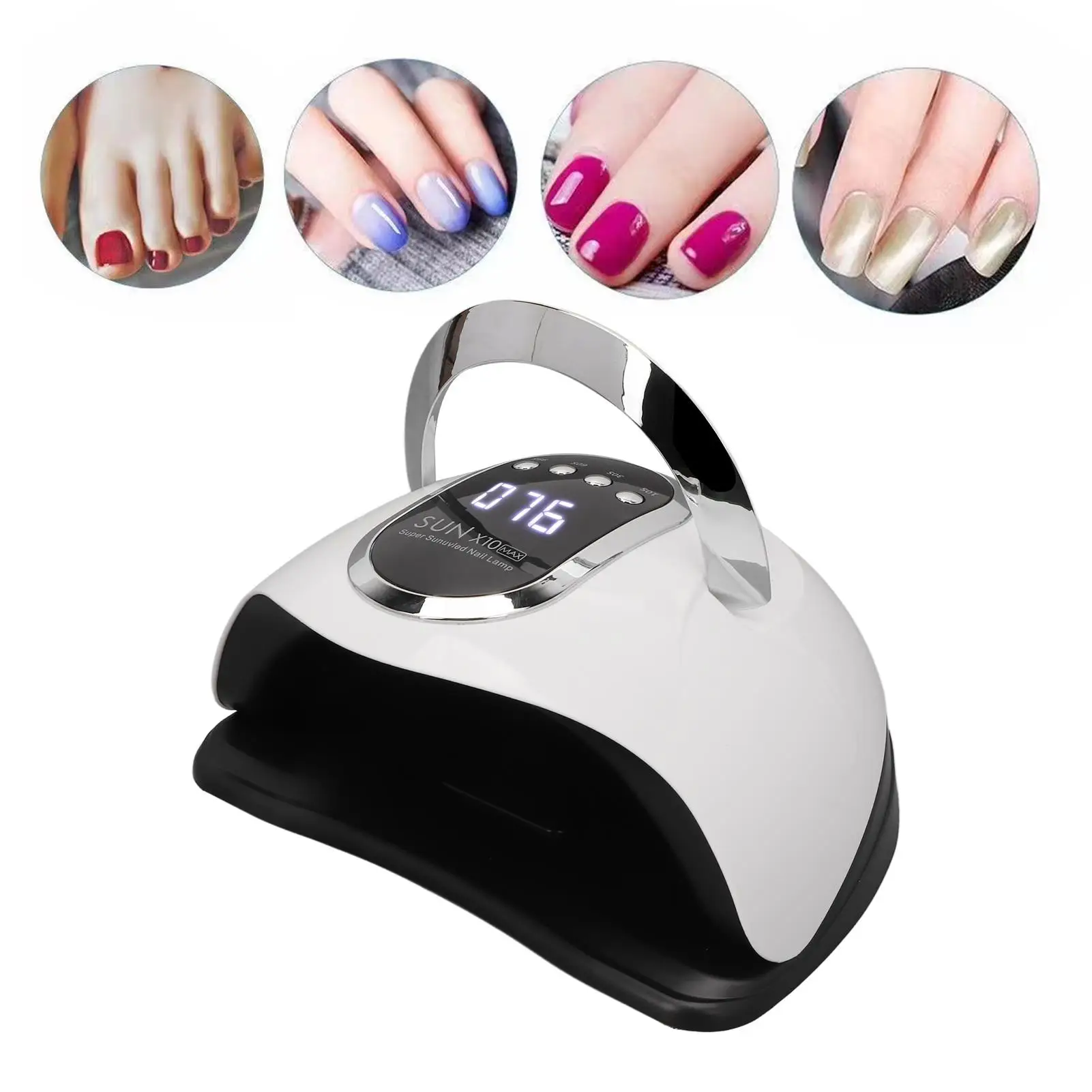 280W Handheld LED Nail Lamp with 4 Timers & Removable Bottom for Quick Drying Gel Polish - 100-240V