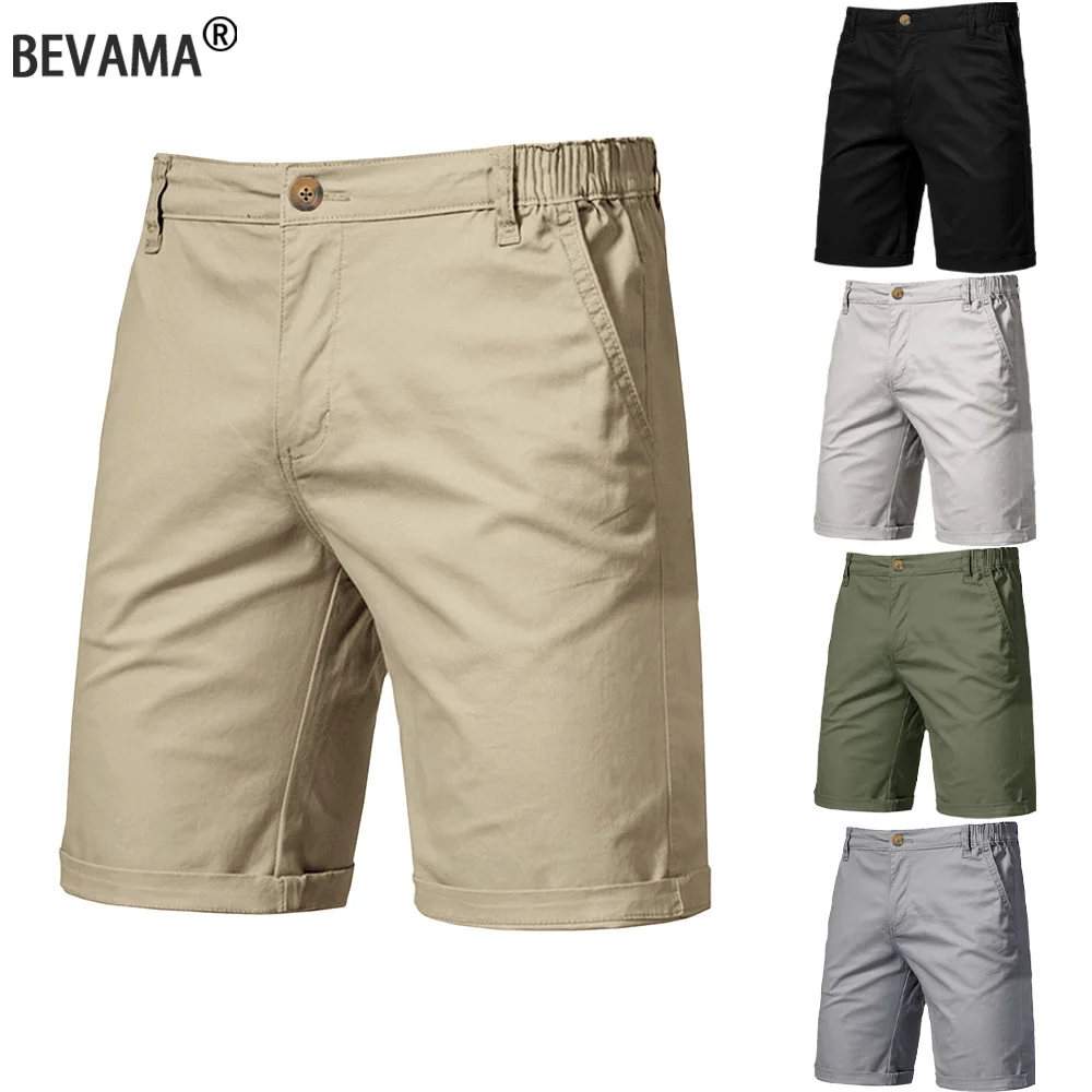 

Мужские летние шорты-карго высокого качества, повседневные деловые мужские шорты с эластичной резинкой на талии, пляжные шорты, шорты до колена