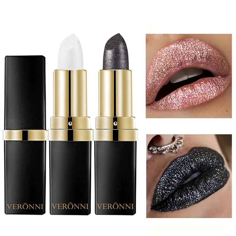 Juego de lápiz labial brillante de diamante, lápiz labial metálico con brillo altamente pigmentado, brillo de labios, maquillaje de labios, cosméticos, maquillaje Sexy