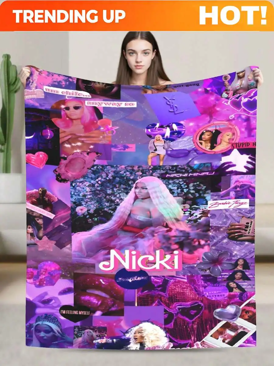 Customize Nicki Singer Minaj Throw Blanket Warm Blankets Breathable Air Conditioner Blanket For Car Classic Outdoor Blankets For
