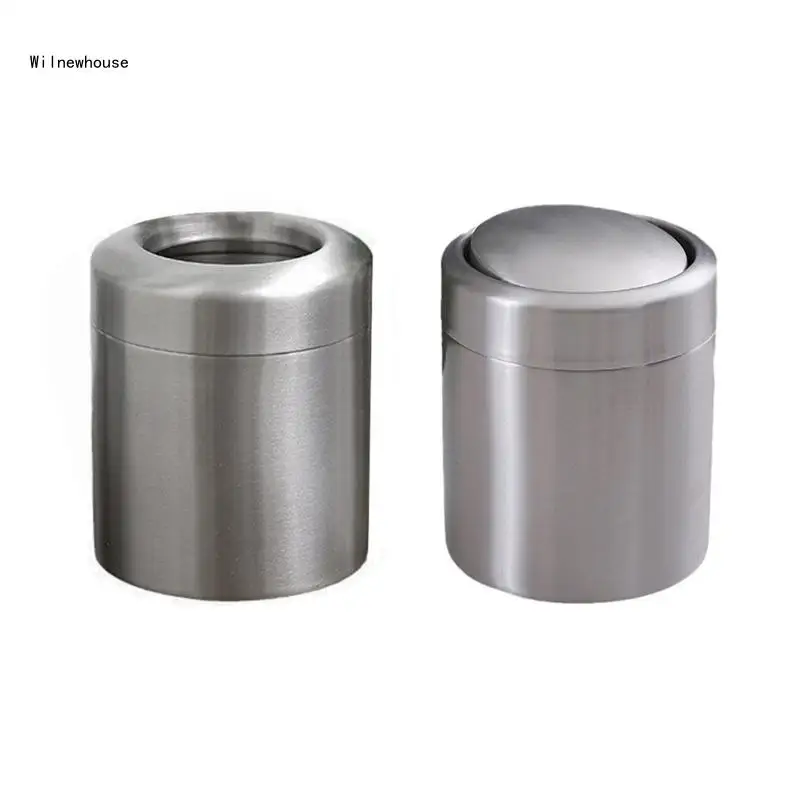 

Small Countertop Trash Bin With/Without Swing Lid Stainless Steel Trash Can 1.5L Dropship