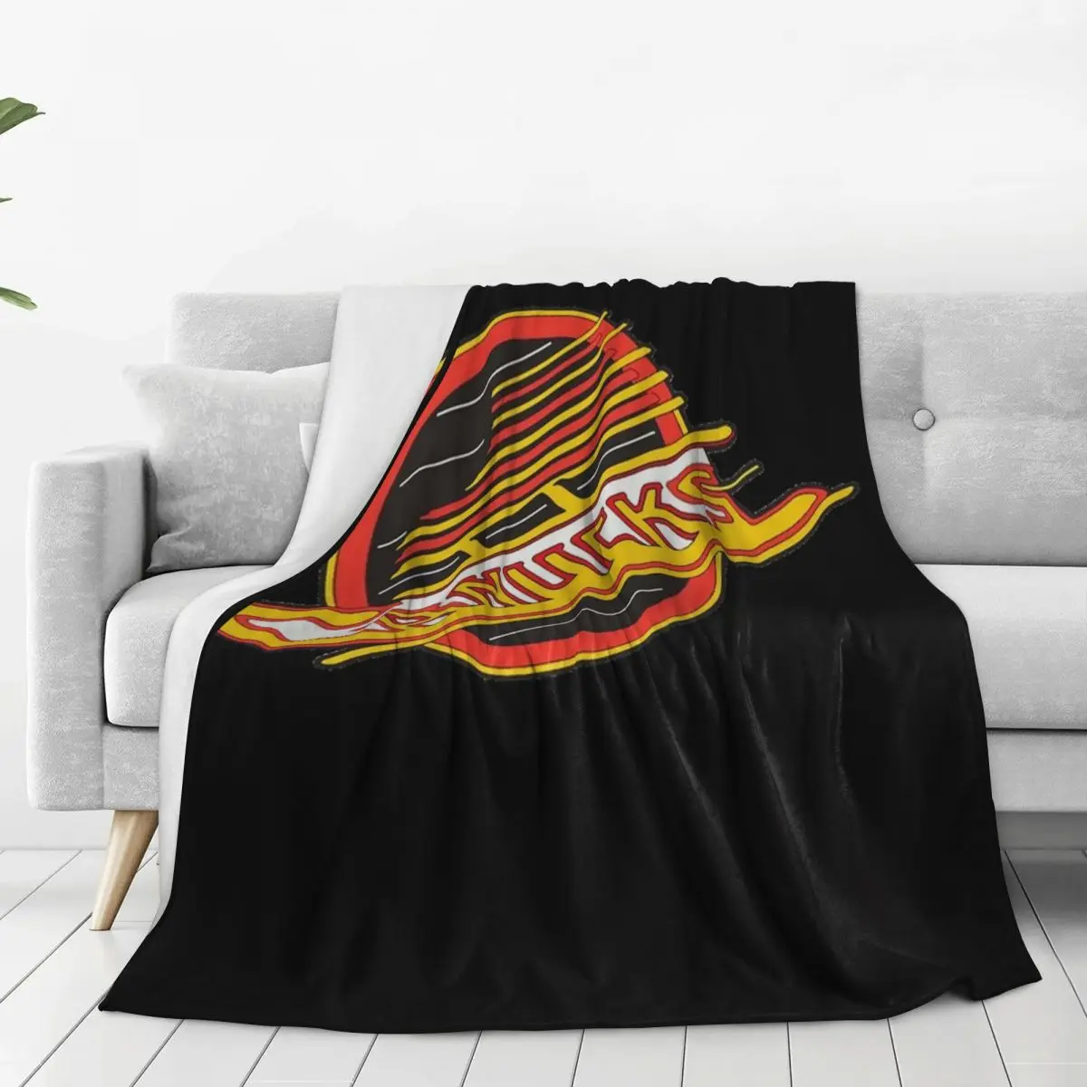 Vancouver Hockey - Retro Canucks Skate Blanket Fleece Warm Sofa Throw Blankets For Couch Bedding Office Throws Bedspread Quilt