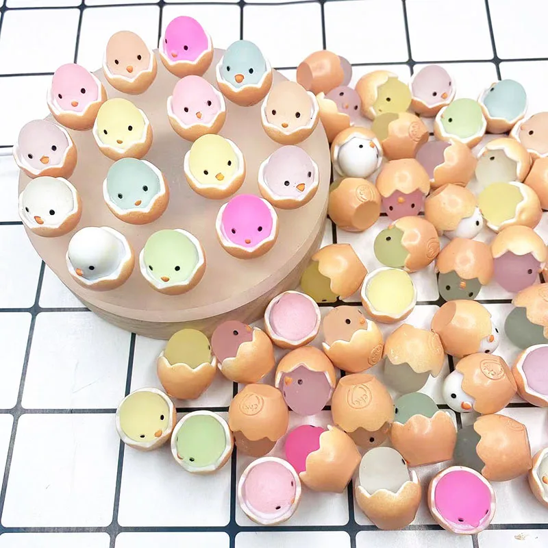 Luminous Cute Eggshell Chick Play House Toy Egg White Resin Car Decoration Diy Jewelry Accessories Children Surprise Gift