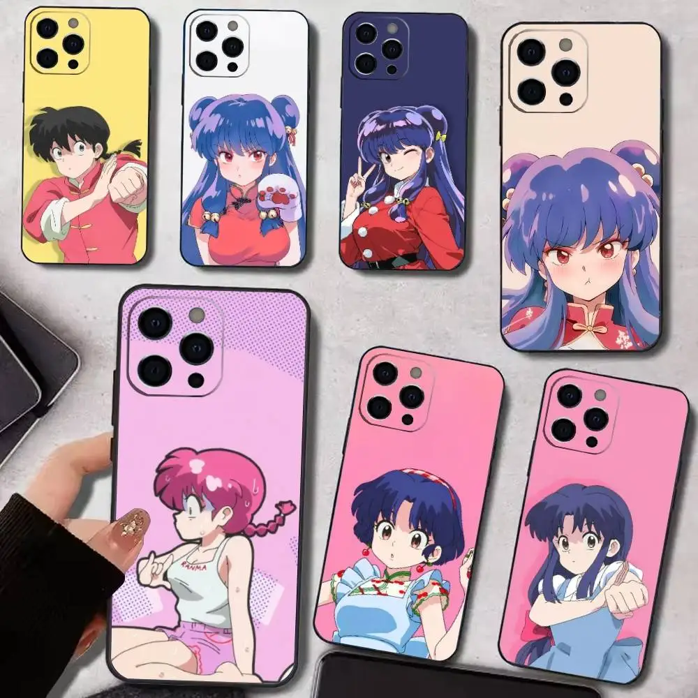 COOL R-Ran-ma 1 2 telefoonhoesje voor iPhone 17,16,15,14,13,12,11 Plus, Pro Max, XS, zachte zwarte hoes