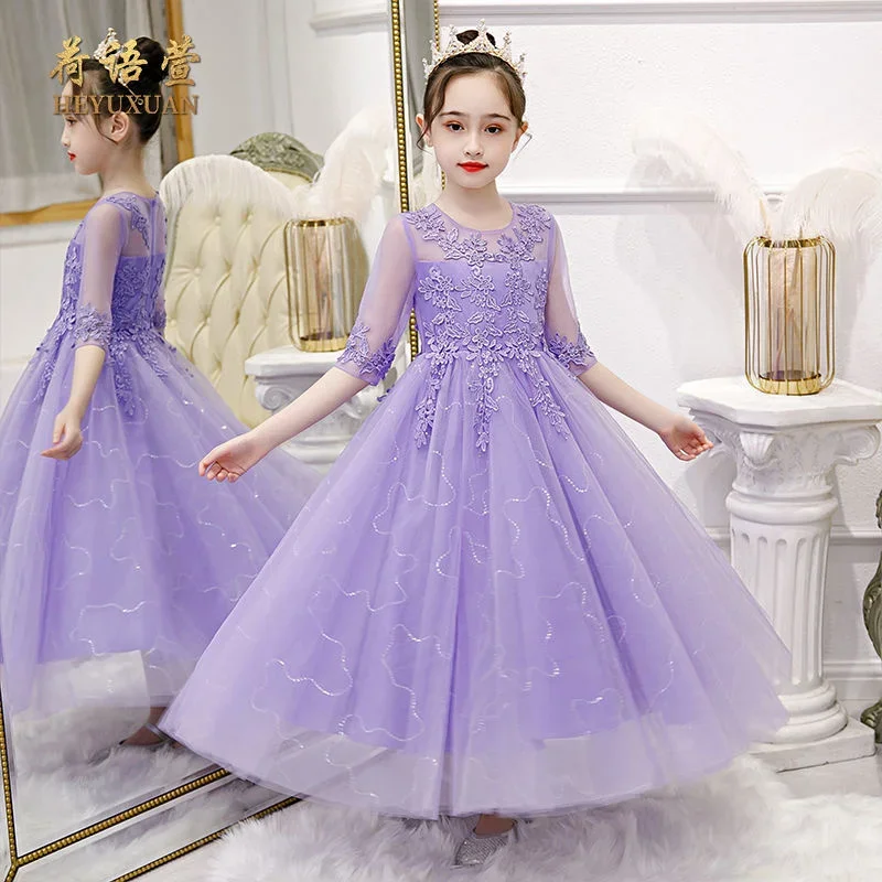 Vestido de tul de fiesta de princesa para niñas, vestidos de terciopelo para niñas pequeñas, fiesta de noche, baile de graduación, blanco, esponjoso, boda, invierno, Año Nuevo, 2023