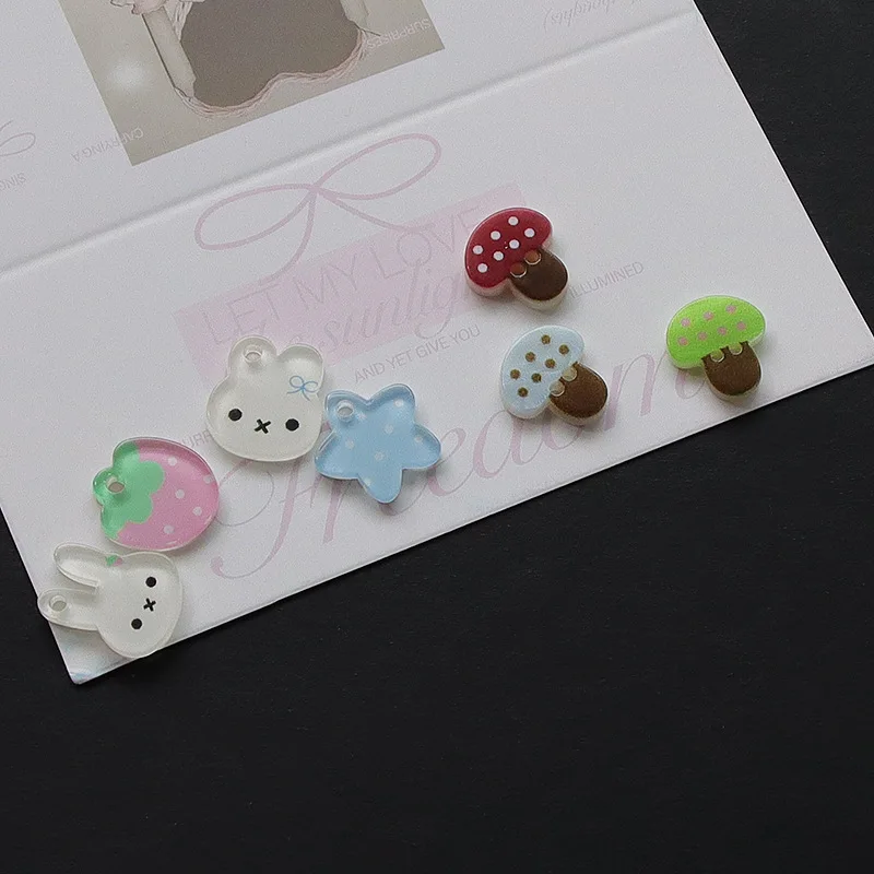 10pcs Mushroom Strawberry Star Button Resin Single Hole Clothing Label Two Eyes Knitted Cardigan Sweater Button for DIY Handmade