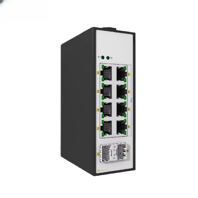 8-Port full Gigabit POE + industrial grade DIN rail unmanaged Ethernet switch 10/100/1000M metal case