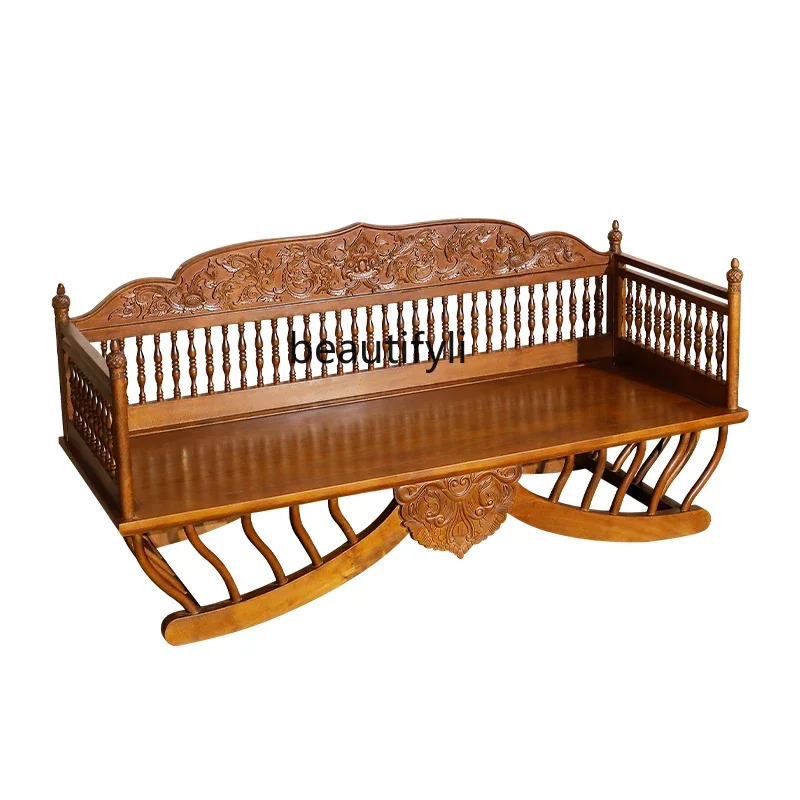 07 โซฟาห้องนั่งเล่นไม้เนื้อแข็งสไตล์เอเชียตะวันออกเฉียงใต้และโต๊ะน้ําชารวมกันเฟอร์นิเจอร์เตียง Arhat