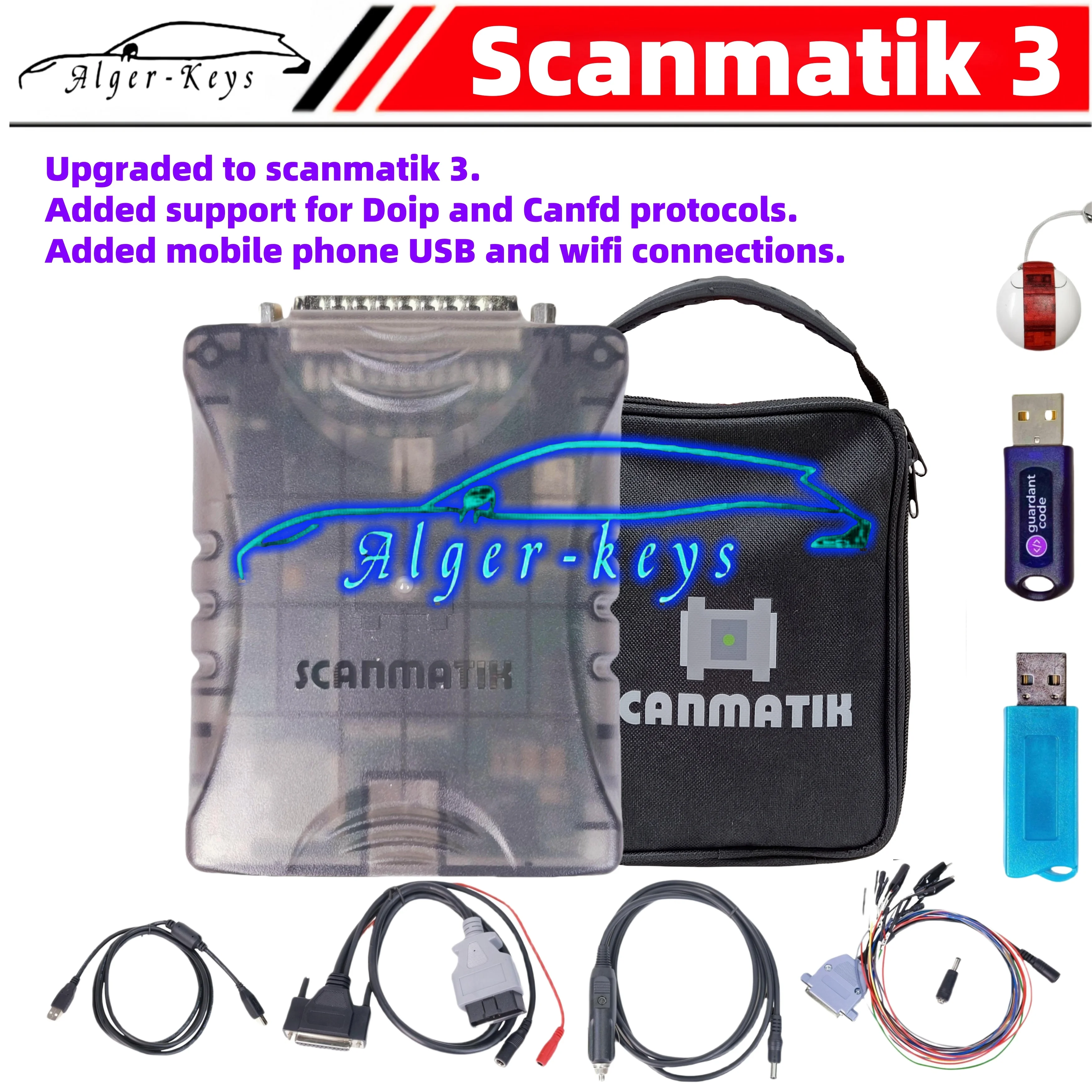 Algernon-keys Scanmatik 3 New Upgrade Genuine Original j2534 Diagnostic chip-tuning MMC FLASH PCMFLASH BITBOX software