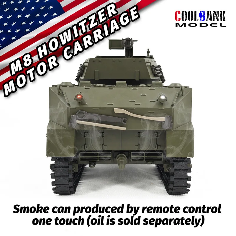 Kubingke M8 rotating 360-degree battery smoking electric remote control tank 1/16th military model toy adult gift