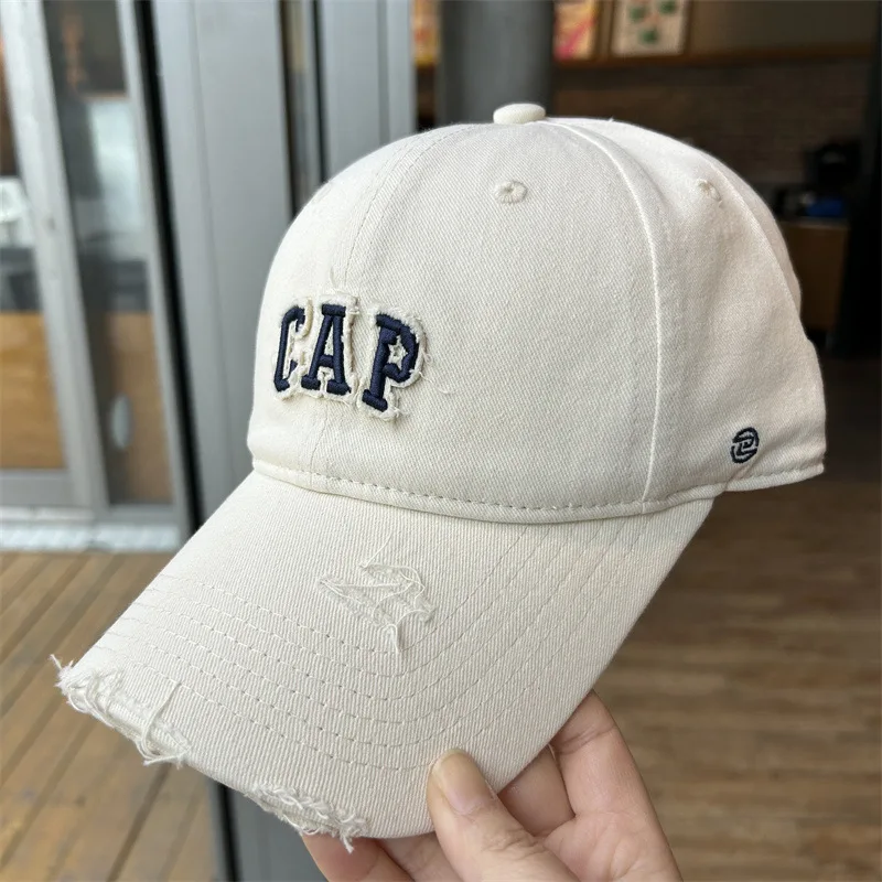 Unisex Adjustable Letter Embroidered Ripped Design Baseball Cap  All-season Trendy Hip-hop Dad Hat Trucker Hat - view 3