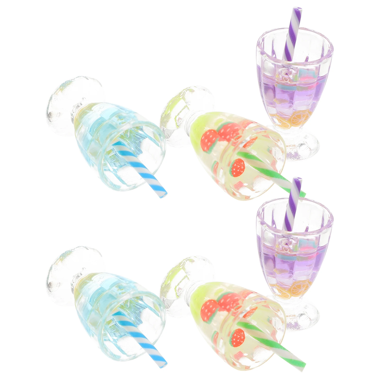

6pcs Mini Ice Cream Goblet House Accessories Orange Blue Green Resin Easy Clean Montessori Educational Toy