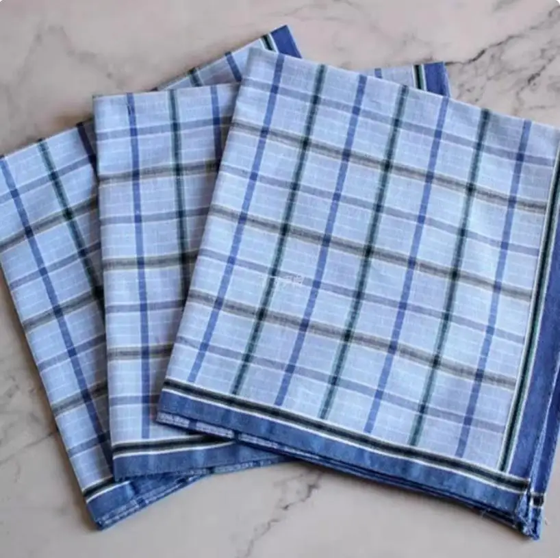 43x43cm，Japanese men's 100% pure cotton dark checkered series handkerchief/handkerchief, large handkerchief