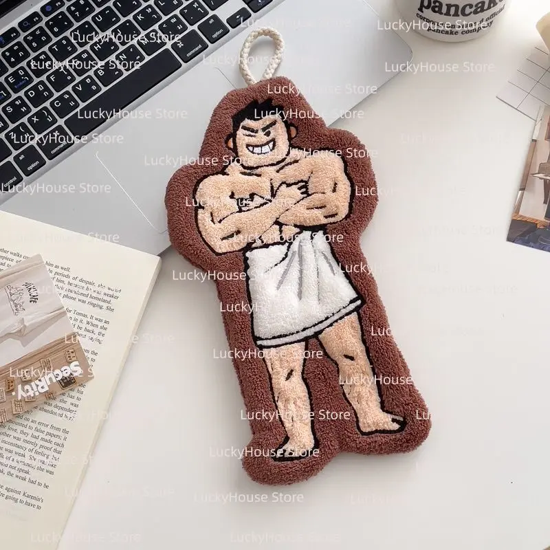Funny Cartoon Muscle Man Hand Towel, Thick Absorbent Hanging Towel for Kitchen & Bathroom