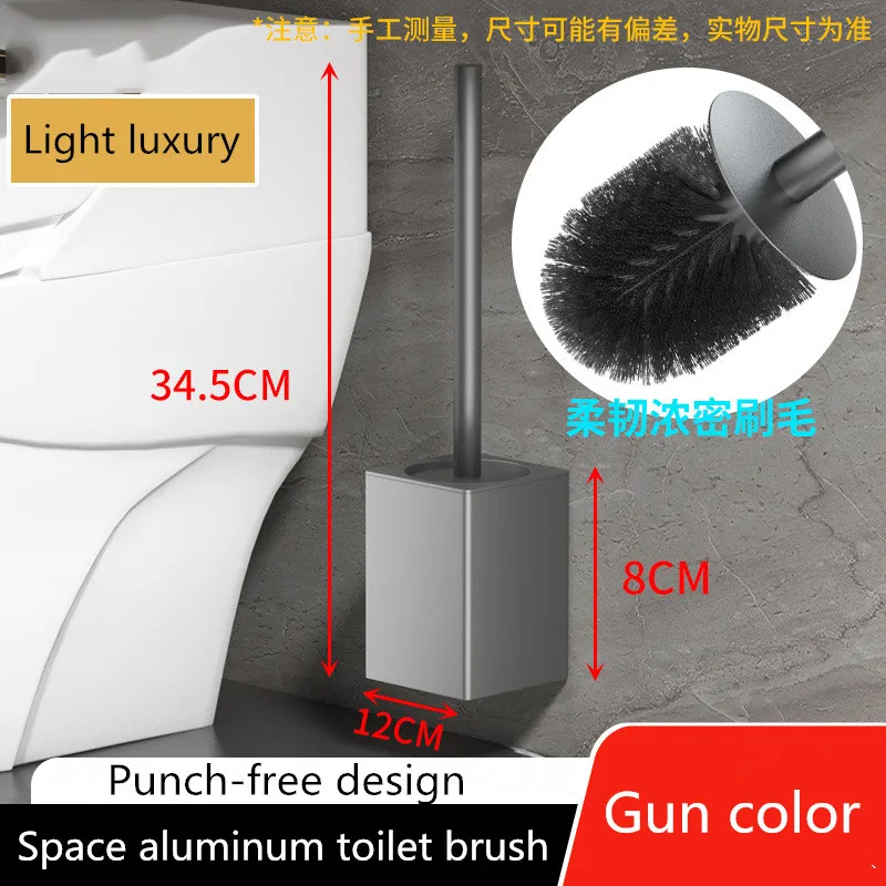 Toilet Brush Holder Wall Mounted Bathroom Cleaning Brush Toilet Brushes For Cleaning Storage Space Aluminum