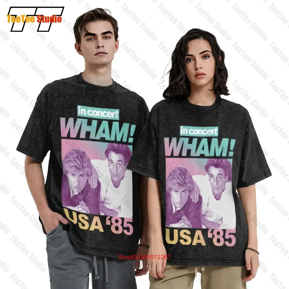 Wham In Concert Usa Tour '85 Men'S Vintage Oversized T-Shirt George Michael Andrew Ridgeley 80S 8JQ6