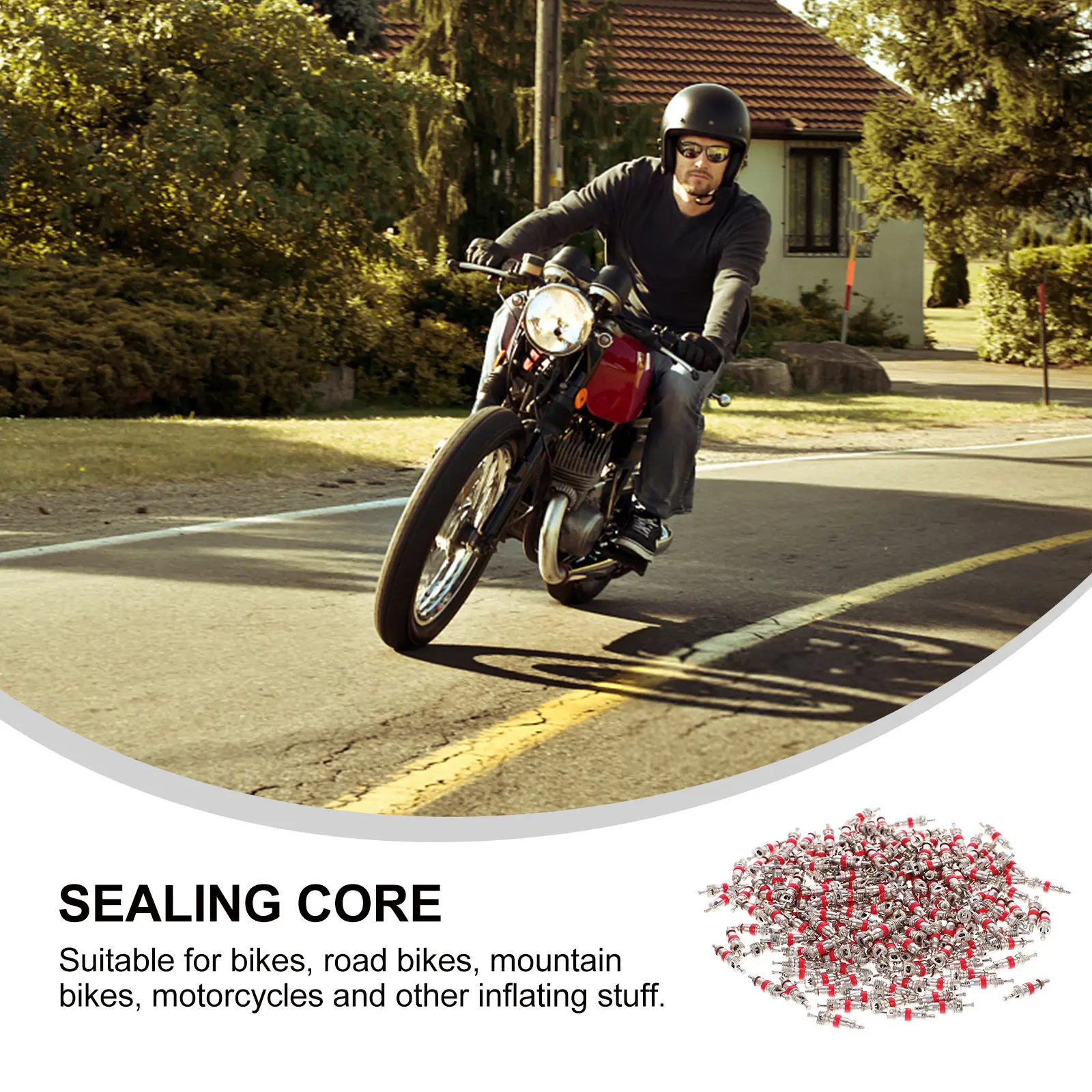 200Pcs High Quality Tire Valve Cores Red Zinc Alloy Tubeless Bike Motorcycle Sealing Core Tire Piston Stopper Sealing Core