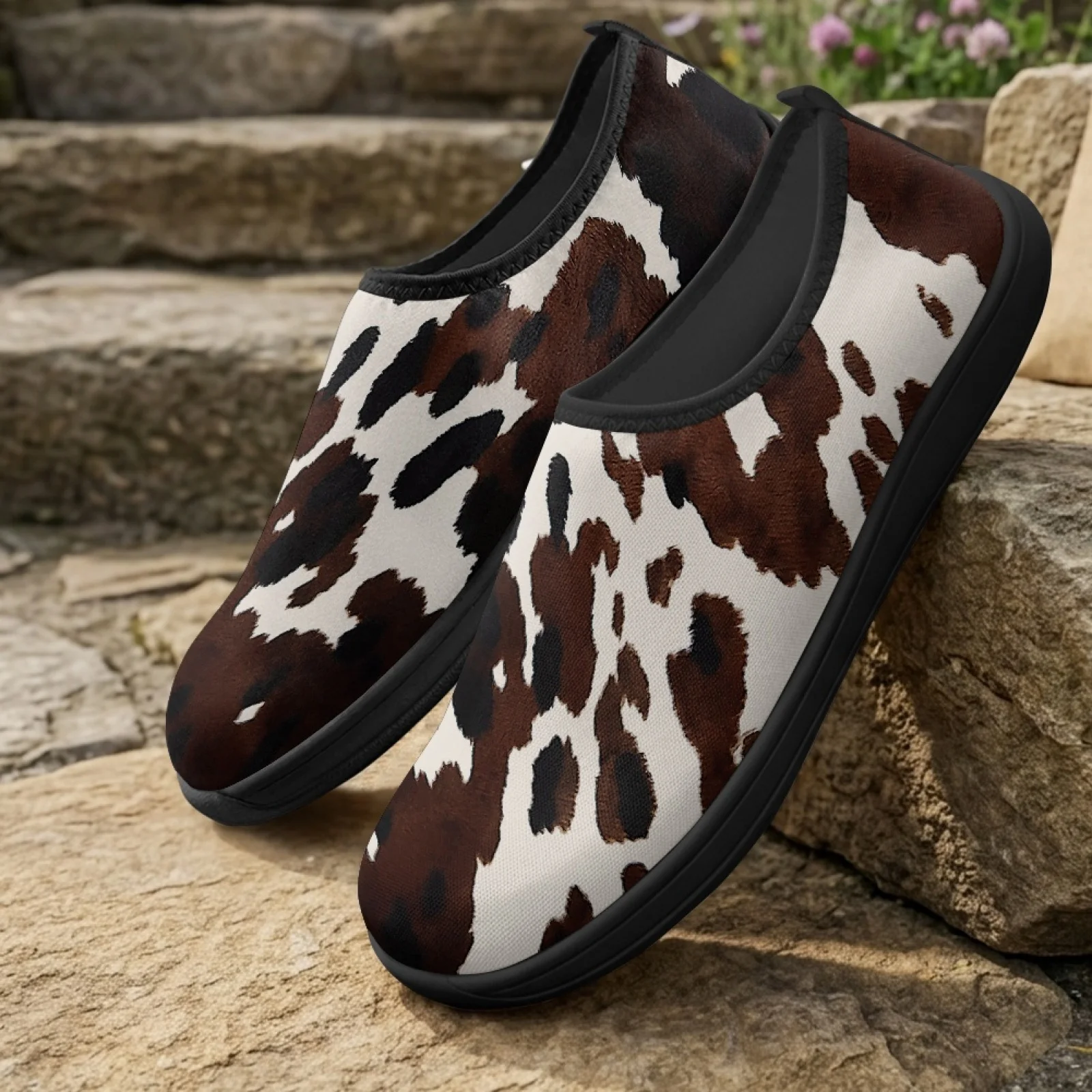XIXIRIMIDO Women's Slip-on Wide-toed Shoe Nurse Shoes Men's Sneakers Casual Shoes Zapatillas de Mujer Tenis Feminino Cow Print