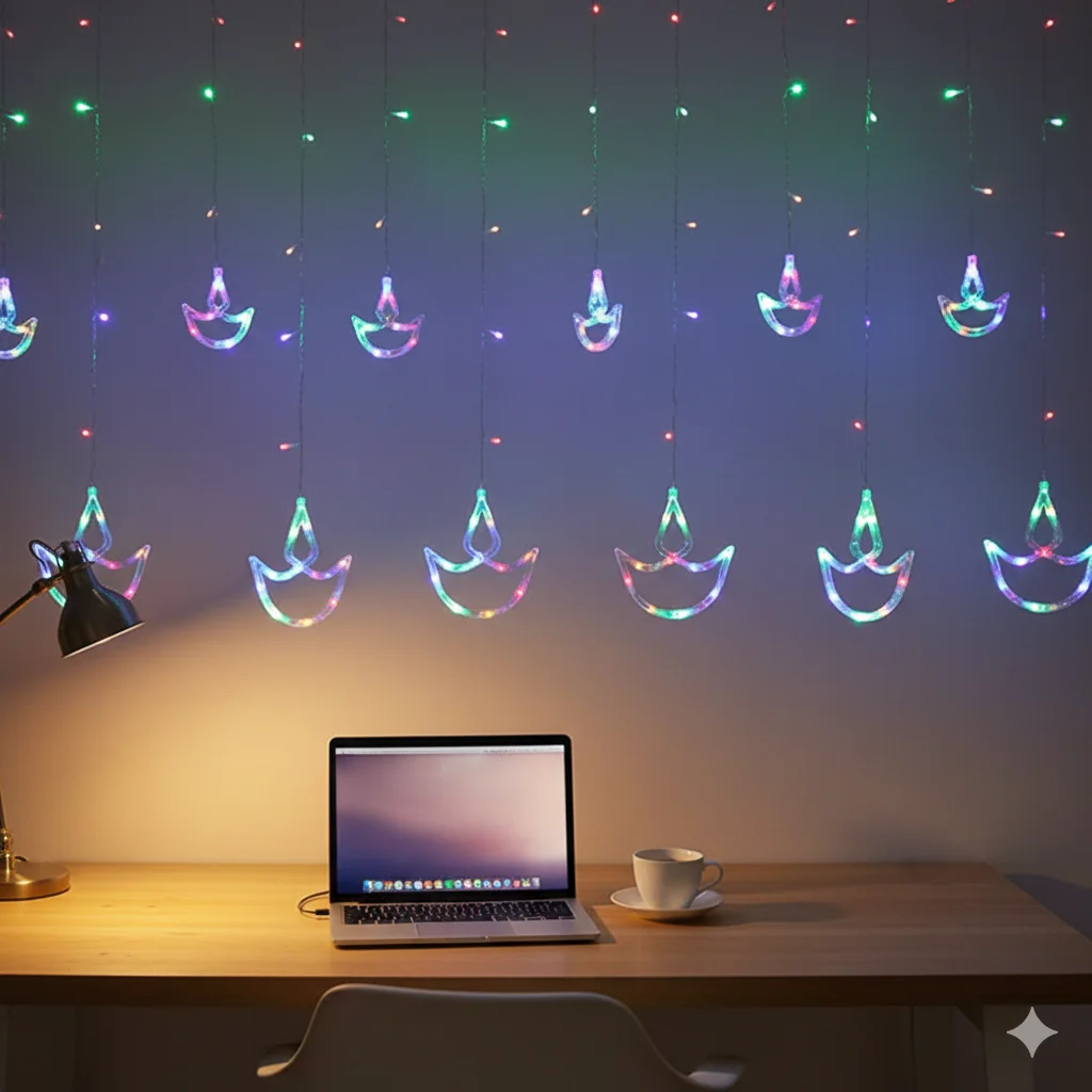 Diwali String Lights Eu Plug Led Christmas Rgb Copper Wire Multi Colored Outdoor Indoor Party Curtain Bedroom Wedding Fairy Warm