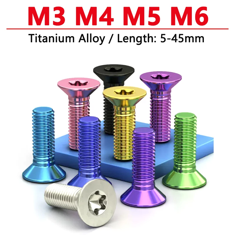 

Titanium Bolt M3 M4 M5 M6 Torx Flat Countersunk Head Screw Motorcycle Refitted Oil Cup Cover Screws Length 5/8/10/12/15/20-45mm