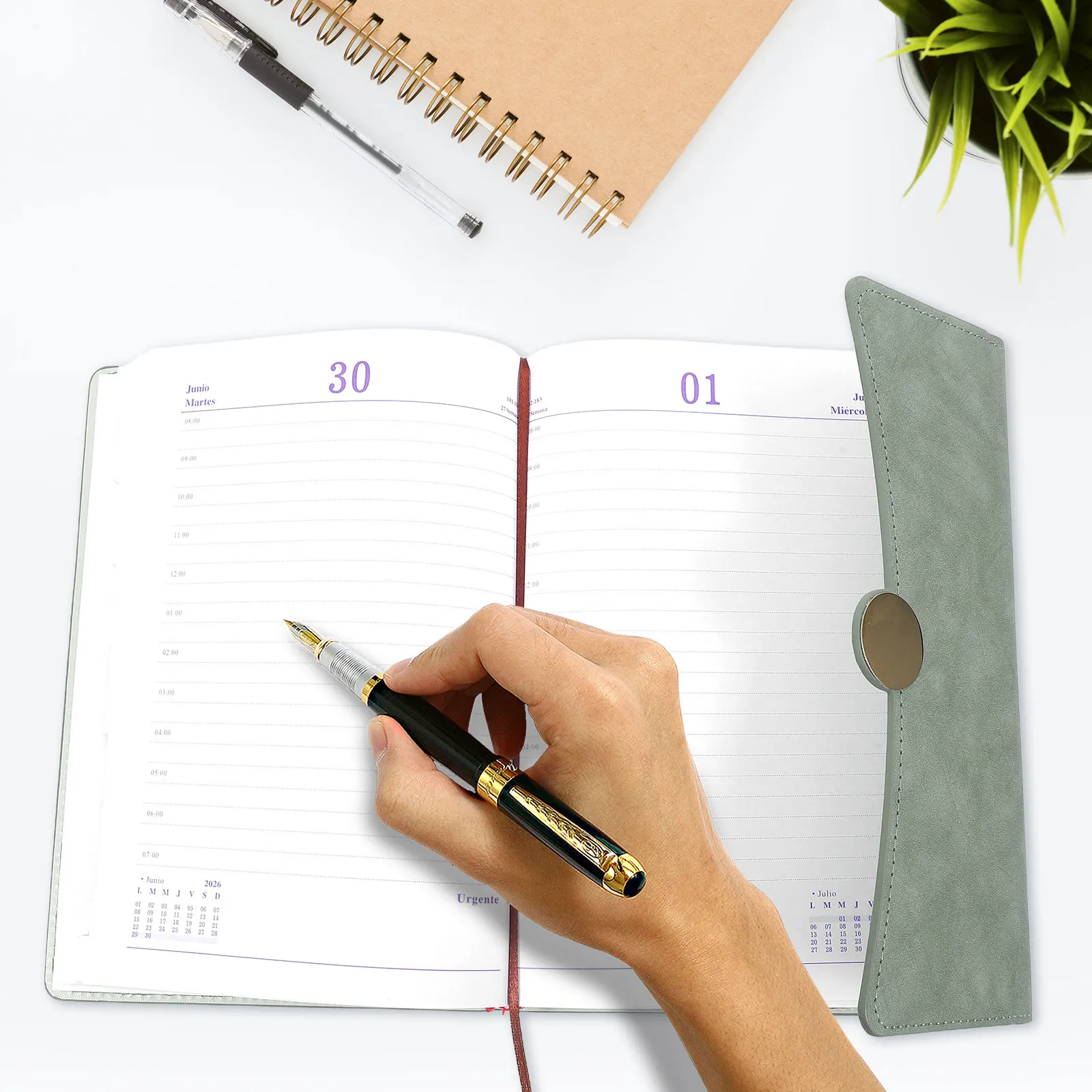 

A5 Planner PU Cover Daily Weekly Monthly Planner Appointment Book Journal for Work Personal Use Monthly Index Bookmark Stylish
