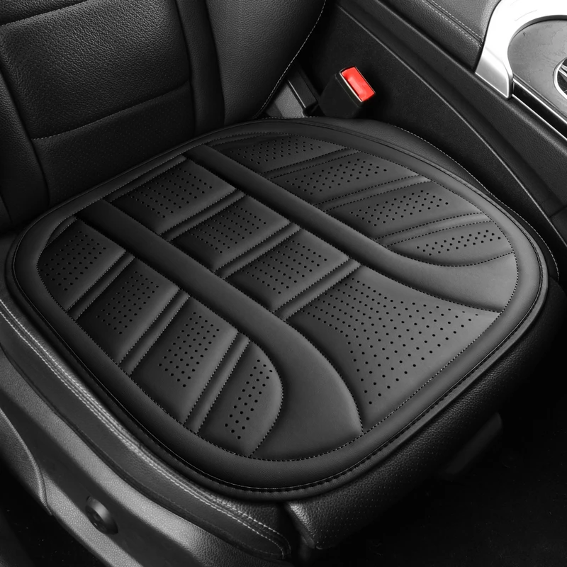 2026 New leather punched small square pad single piece main and auxiliary driver car cushion universal seat cover for all season