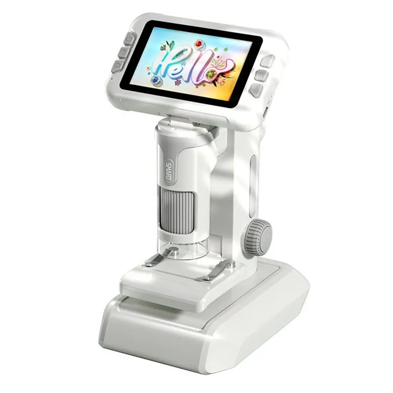 ABXE-Kids Microscope 1600X 4 Inch LCD Screen Handheld & Desktop, LED Illumination Educational Tool For Children B