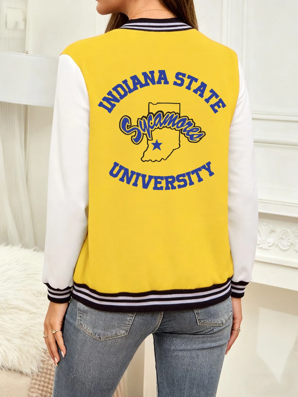 

Куртки с принтами штату Индианы, женские удобные свободные бейсбольные майки, зимние флисовые теплые пальто, базовая повседневная одежда