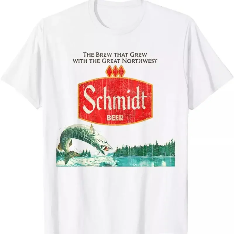 Vintage Schmidt Beer Retro Defunct Fishing Nature Scene T Shirt Full Size S 4Xl
