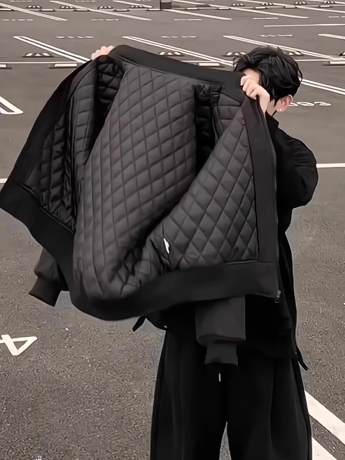 

Men's Bomber Jaet Flight Coat down Winter ort Silhouette Stand Collar American High Street Bla Cotton Clothes