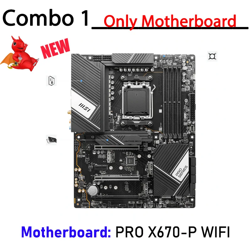 MSI PRO X670-P WIFI AM5 Motherboard R9 7950X AM5 CPU Ryzen Kit AM5 AMD Ryzen 7000 Series R9 7950X CPU AMD X670 Mainboard DDR5