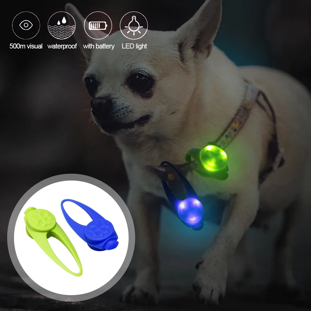 Pet Collar Glowing Pendant Night Walking Warning Light Pendant Dog Puppy Led Silicone Safety Flashing Necklace Light