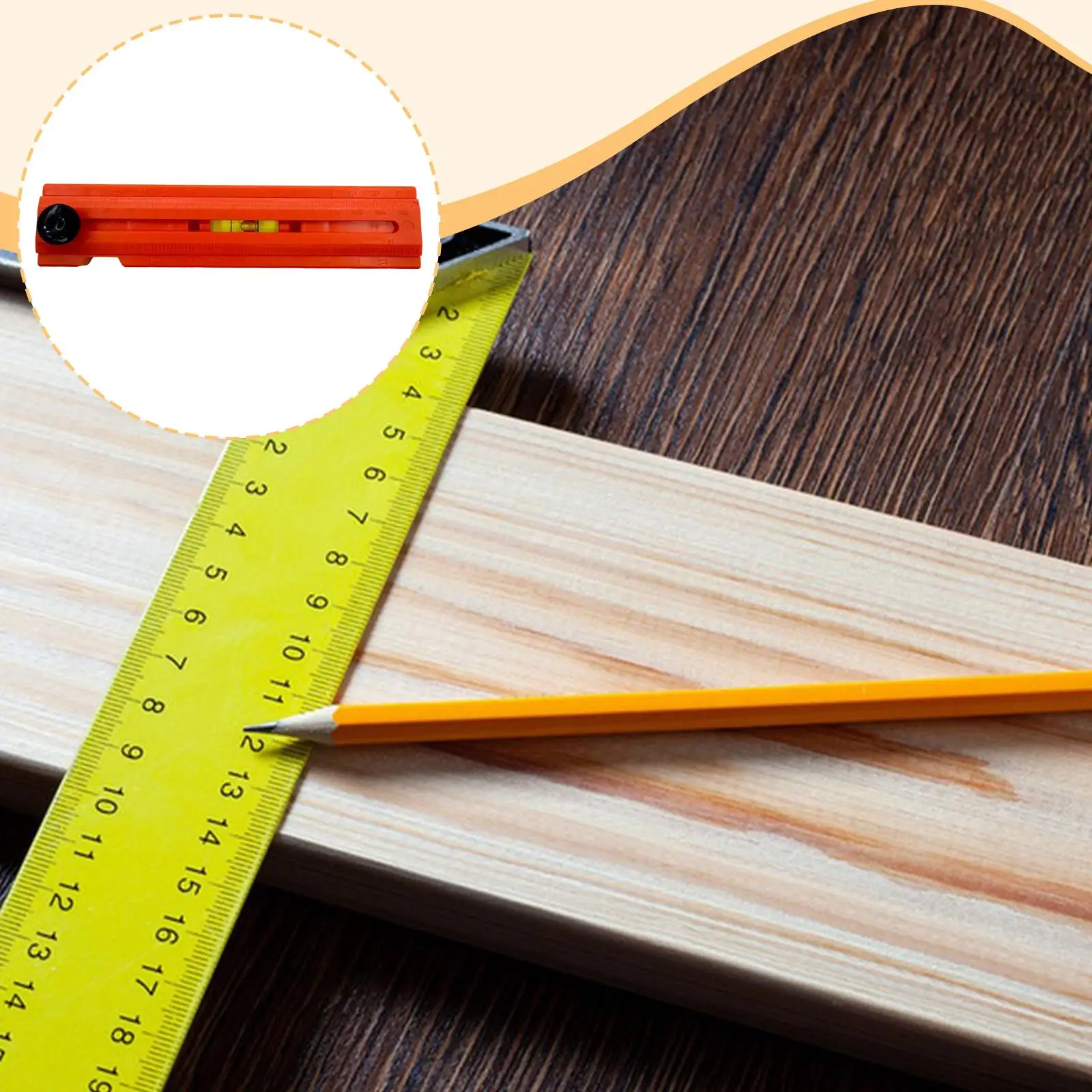 Portable Folding Woodworking Measuring Ruler Bubble Level Flexible Multi Angle Tool for DIY Wood Projects