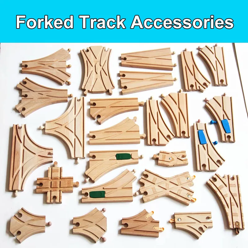 All kinds of Fork Track Series Strange Shapes Wooden Train Track Accessories fit for All Brand Wooden Track Railway Toys