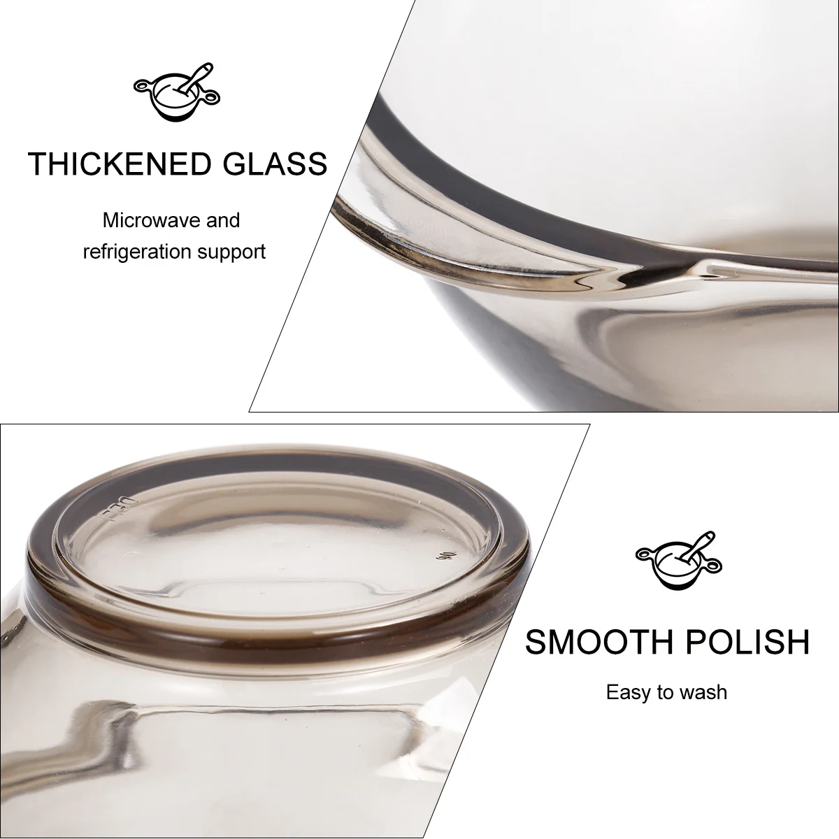 

2Pcs Glass Salad Fruit Bowl Transparent Household Tableware for Home Weddings Restaurants Snacks Sauces