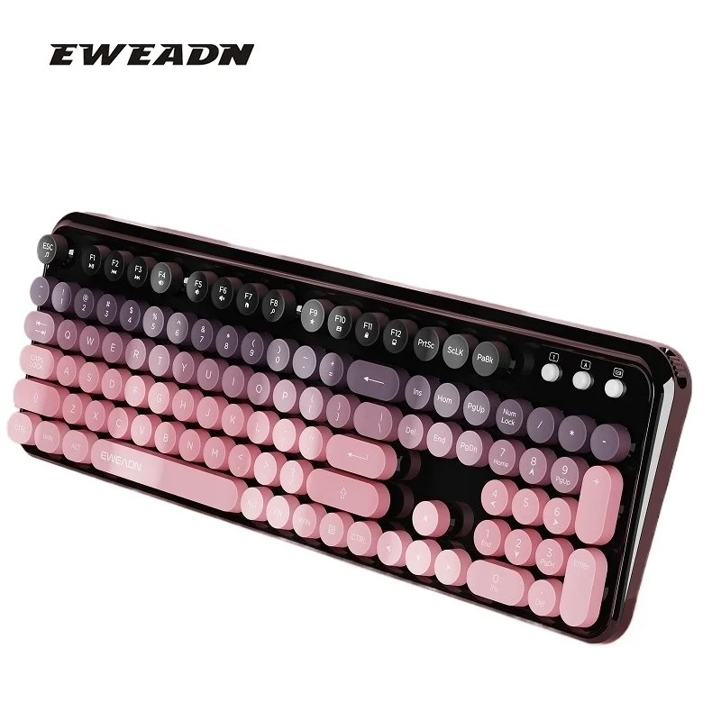 

EWEADN V96 Wireless Keyboard 104 Keys Girl High-value Office Gaming Keyboard Retro Punk PC Laptop External Keyboard Holiday Gift