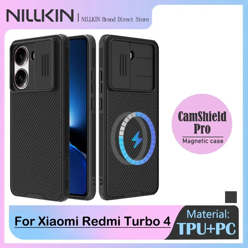 NILLKIN CamShield Pro Magnetic Case for Xiaomi Redmi Turbo 4, Slide Camera Cover, Privacy Protection, Airbag Corners, PC+TPU