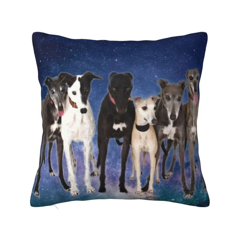 

Luxury A Pack Of Greyhounds Cushion Cover 45x45cm Soft Whippet Sighthound Dog Throw Pillow for Car Square Pillowcase Decoration