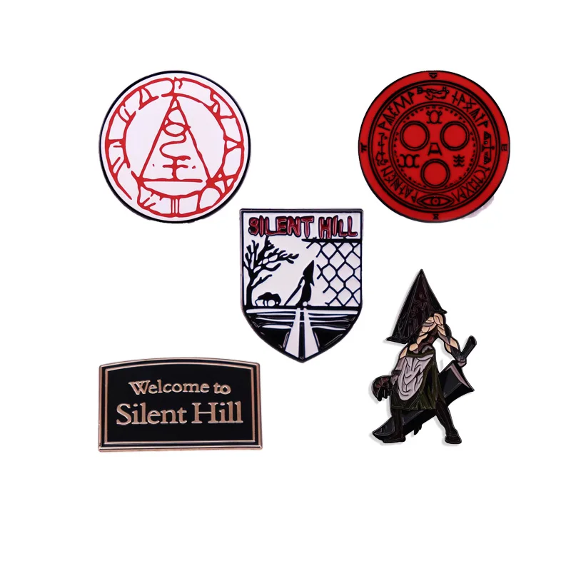 Horror Movie Game Silent Hill Pin Men's Backpack Pin Metal Badge Denim Jacket Brooch Fashion Clothes Accessories