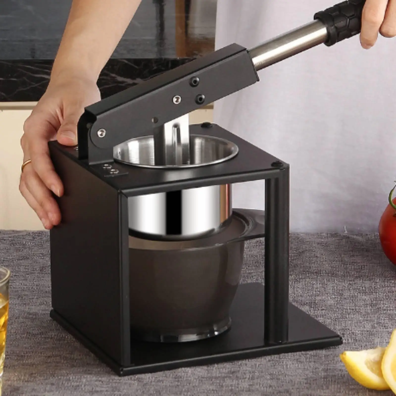 Manual Lemon Juicer Stainless Steel Lever Press Countertop Fruit Squeezer for Kitchen Cafe Juice Extraction Tool