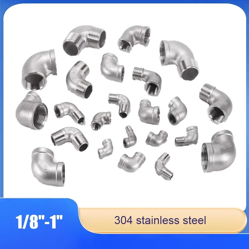 

304 Stainless Steel Inner And Outer Wire Elbow 90 Degree Variable Diameter Adapter 1/8" 1/4" 3/8" 1/2"-1" Water Pipe Accessories