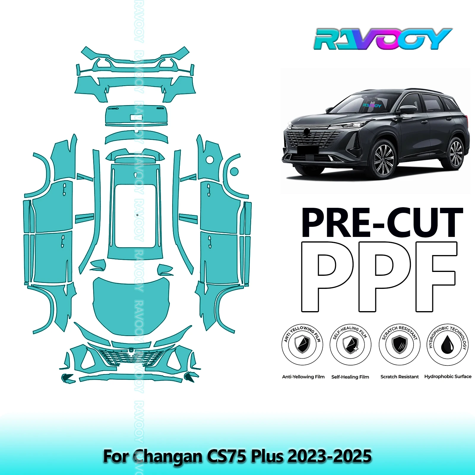 

Full Vehicle Clear Bra Precut PPF Paint Protection Film For Changan CS75 Plus 2023-2025