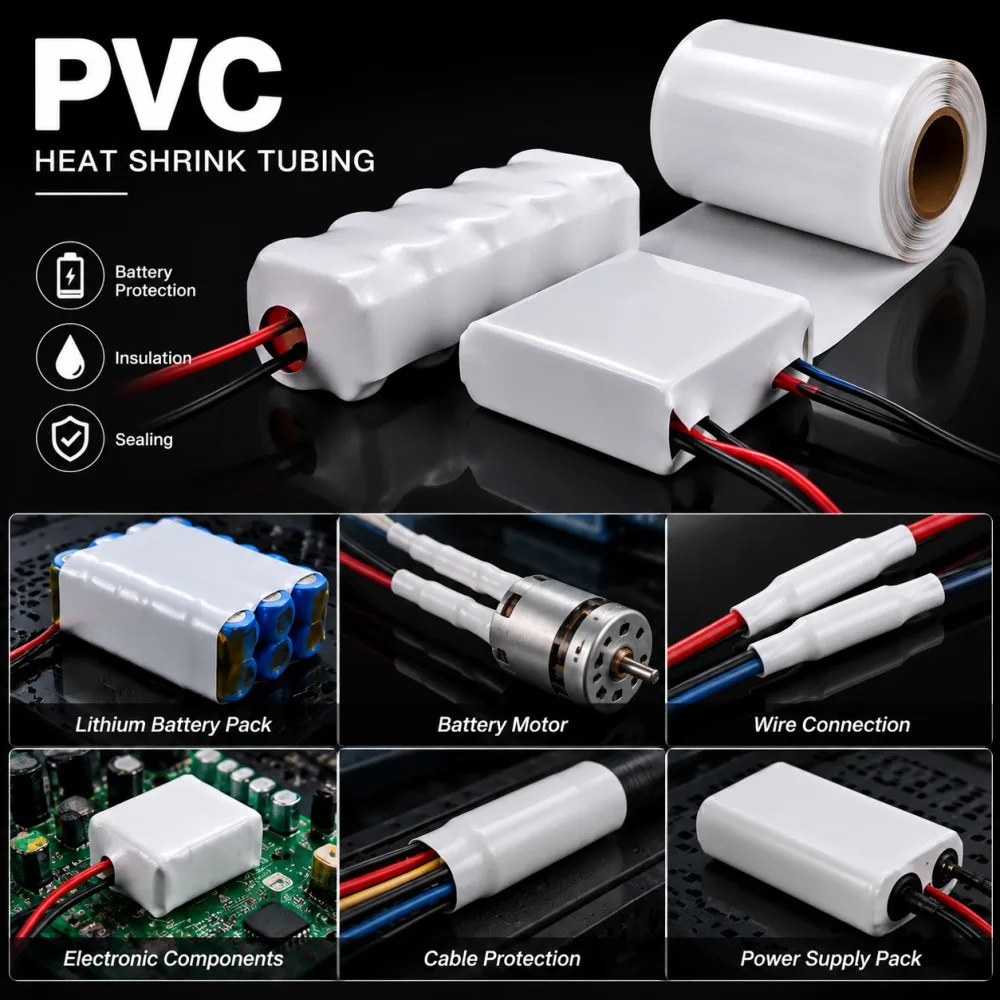 White PVC Heat Shrink Tube 18650 Battery Pack Insulated Protection Film Wrap Lithium Case Cable Sleeve Width30mm~300mm