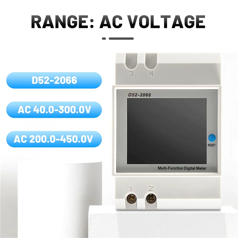 AC88-Din Rail AC Monitor 6IN1 100A Voltage Current Power Factor Active KWH Electric Energy Frequency Meter VOLT AMP