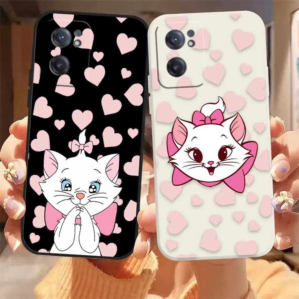 

Cute Disney Marie Phone Case For Oneplus 9 9R 8 8T 7 7T ACE 2V NORD CE 2 3 Lite 5G Pro Colour Liquid Case Funda Shell Capa