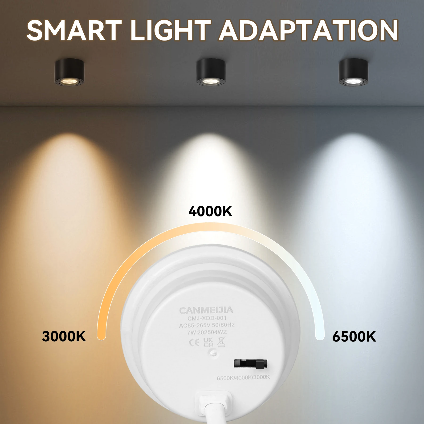 قابل للتعديل زاوية بقعة ضوء النازل 7 واط LED ضوء السقف 3 تغيير لون ضوء السقف AC85 ~ 265 فولت سطح شنت أضواء داخلية