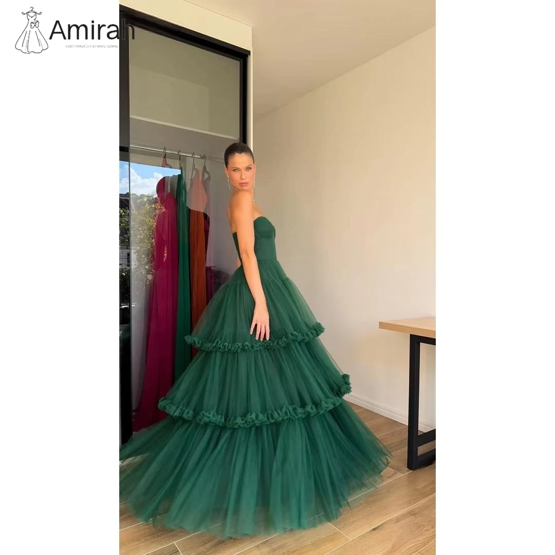 Amirah Вечерние платья Женское элегантное роскошное женское элегантное вечернее платье Многослойное платье трапециевидной формы из тюля на заказ Бальные платья для выпускного вечера